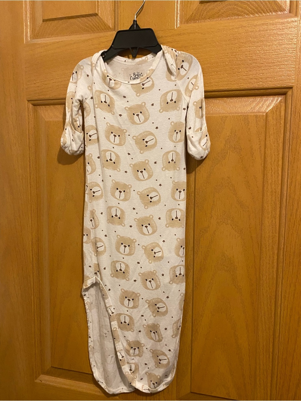 Baby Essentials Cream and Light Brown Bear Print Kids Pajama Gown